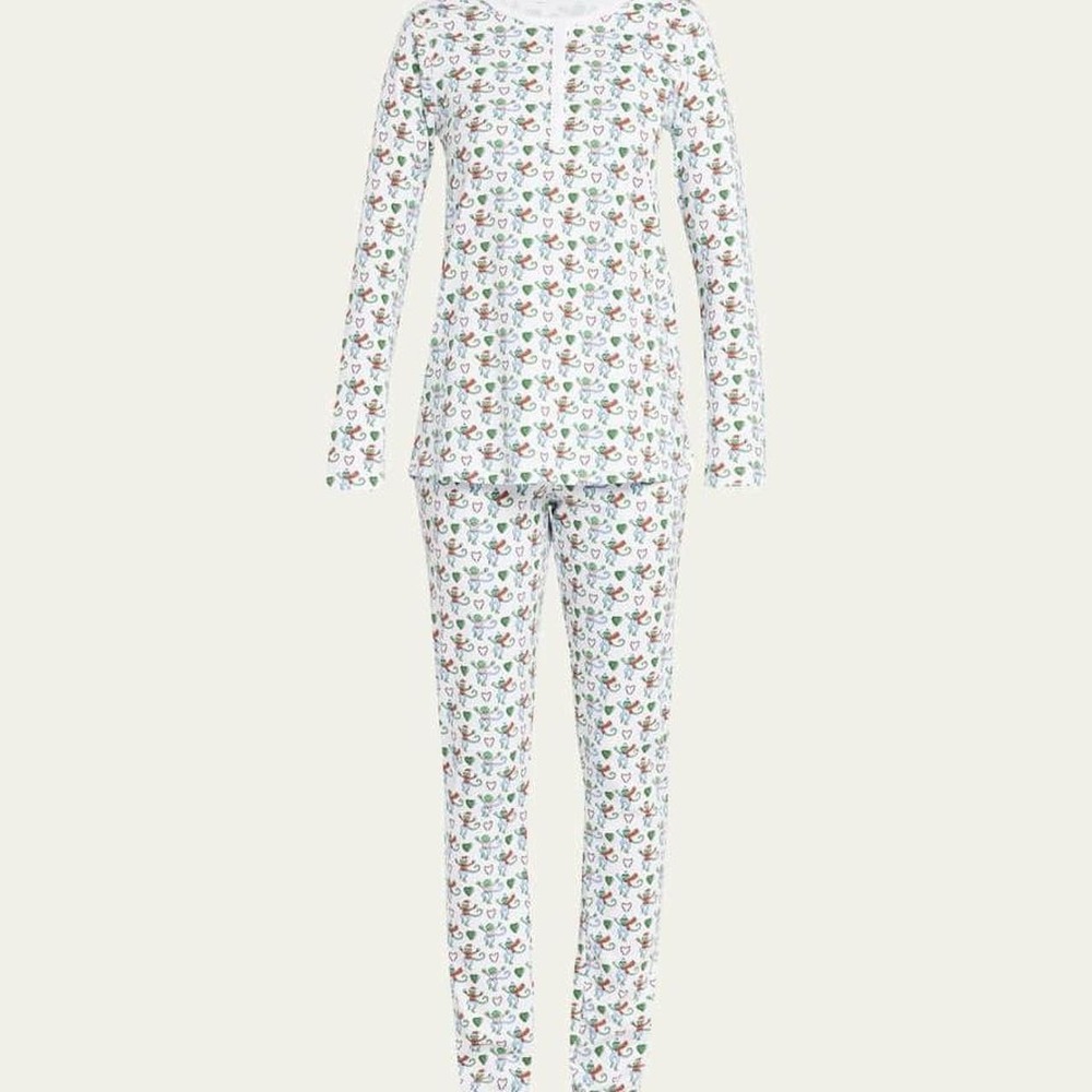 Roller Rabbit NWT Merry Monkey Christmas Pajamas Multicolor Cotton Size Large - Picture 6 of 7